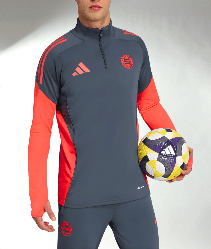Bayern Munich 2025/26 Grey/Red 1/4 Zip Tracksuit