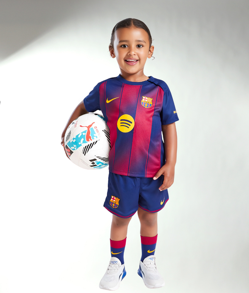 Barcelona 2025/26 Home Jersey – Kids