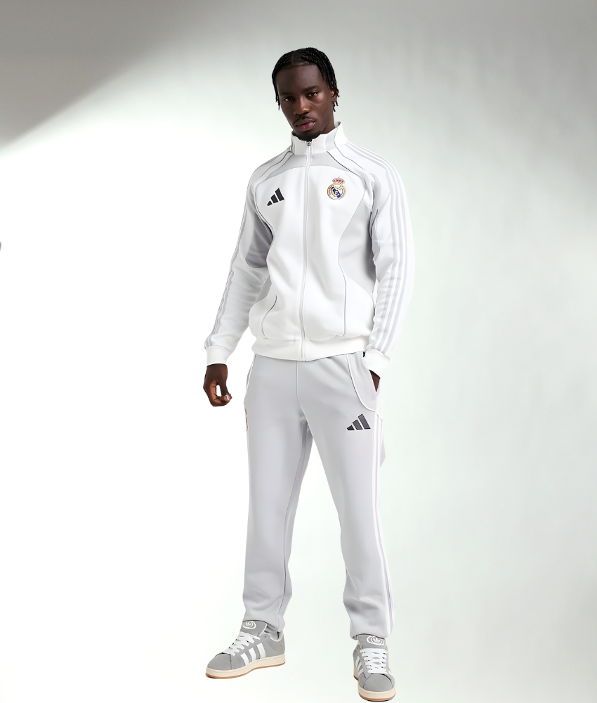 Real Madrid 2025/26 White Full Zip Tracksuit