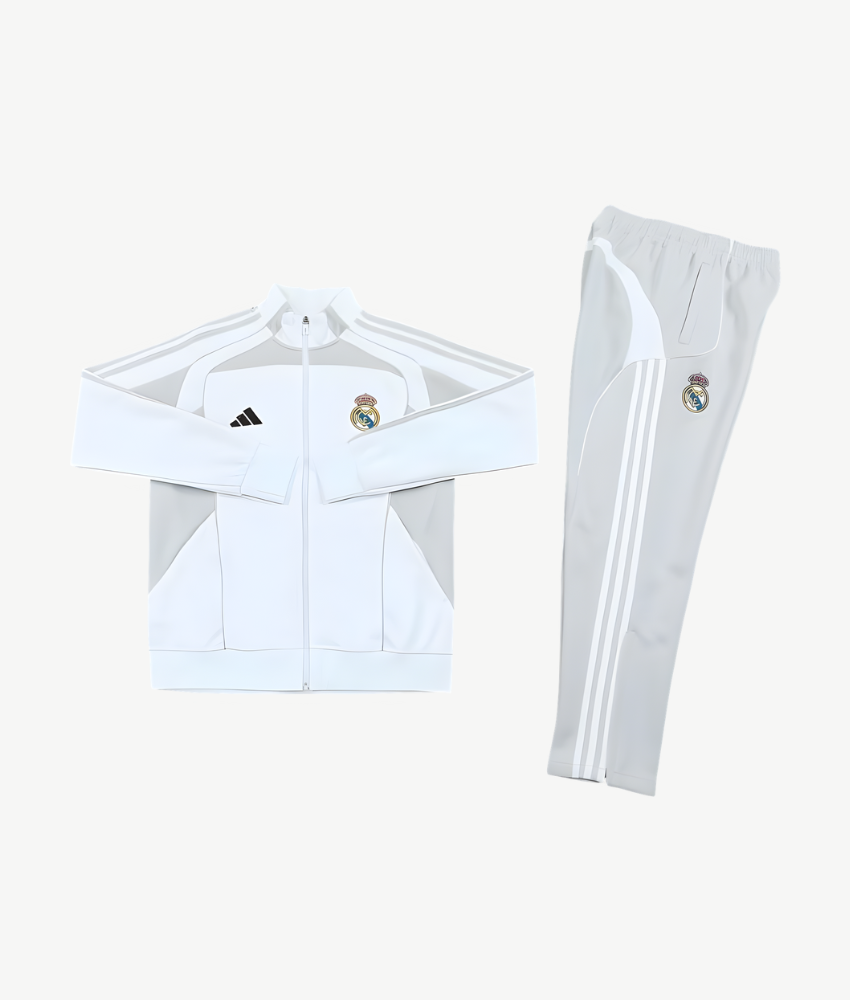 Real Madrid 2025/26 White Full Zip Tracksuit