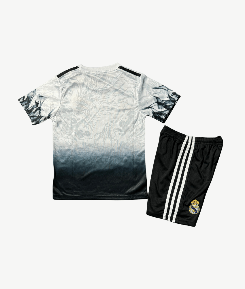 Real Madrid 2025/26 'Black Dragon' Kit – Kids