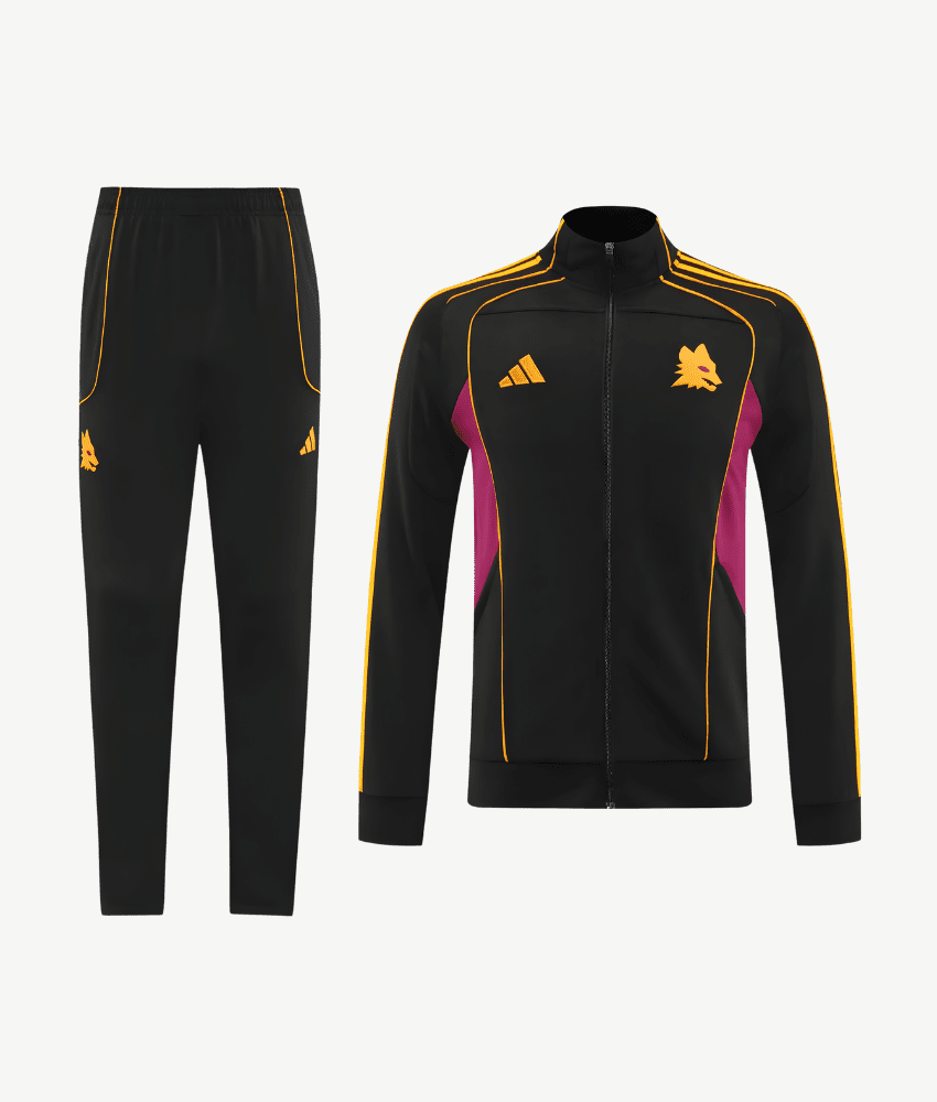 Roma 2025/26 Black Full Zip Tracksuit