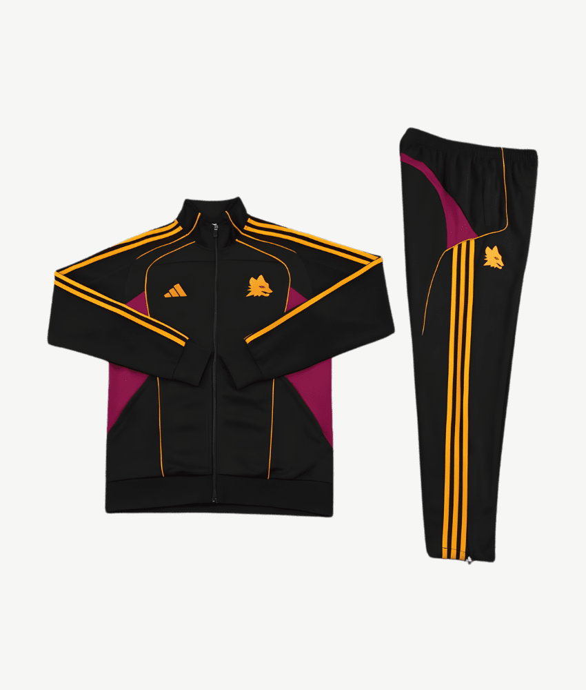 Roma 2025/26 Black Full Zip Tracksuit
